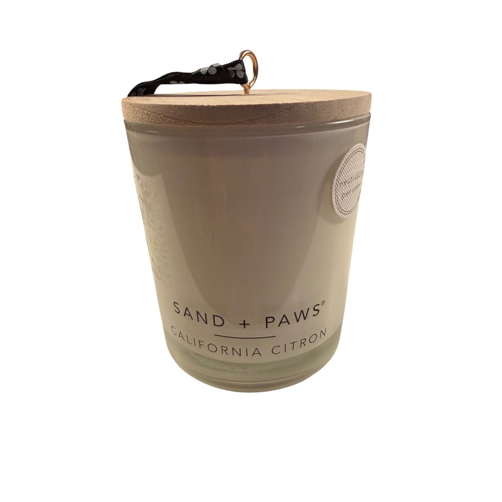Sand + Paws California Citron Pet Odor Neutralizing Candle with Wood‎ Lid 11.5oz